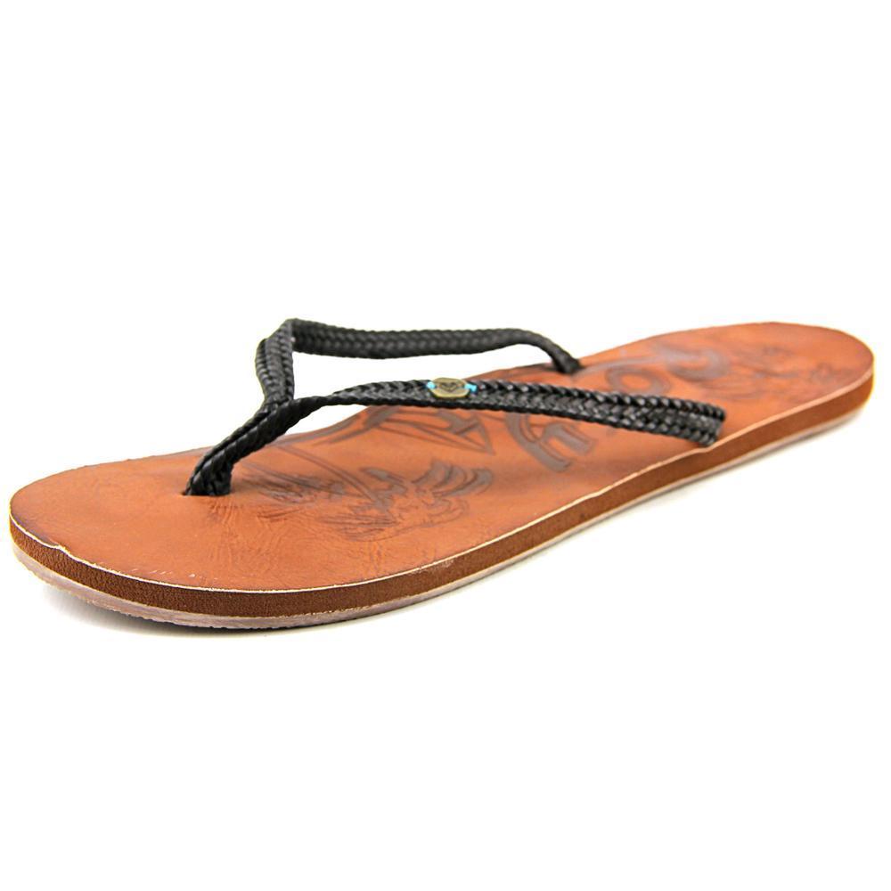 roxy black leather flip flops