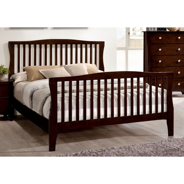 Furniture of America Dizi Modern Cherry Solid Wood Slatted Panel Bed