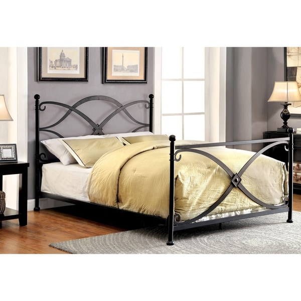 Furniture of America Oria Contemporary Black Metal Four Poster Bed