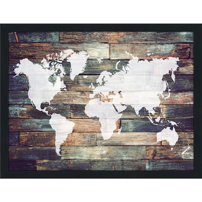 World Map On Wood 2 Giclee Wood Wall Decor