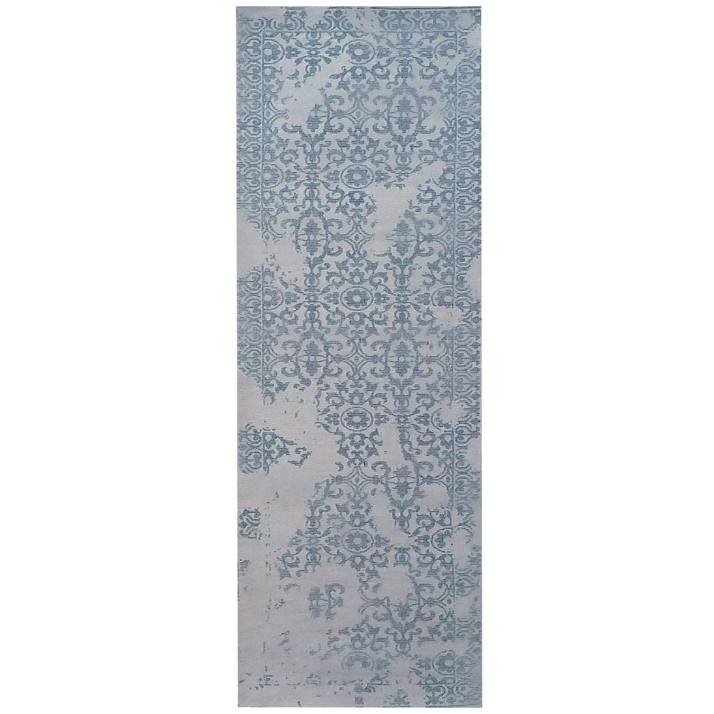 HERAT ORIENTAL Handmade Printed Erased Khotan Wool Runner - 2'8 x 10'