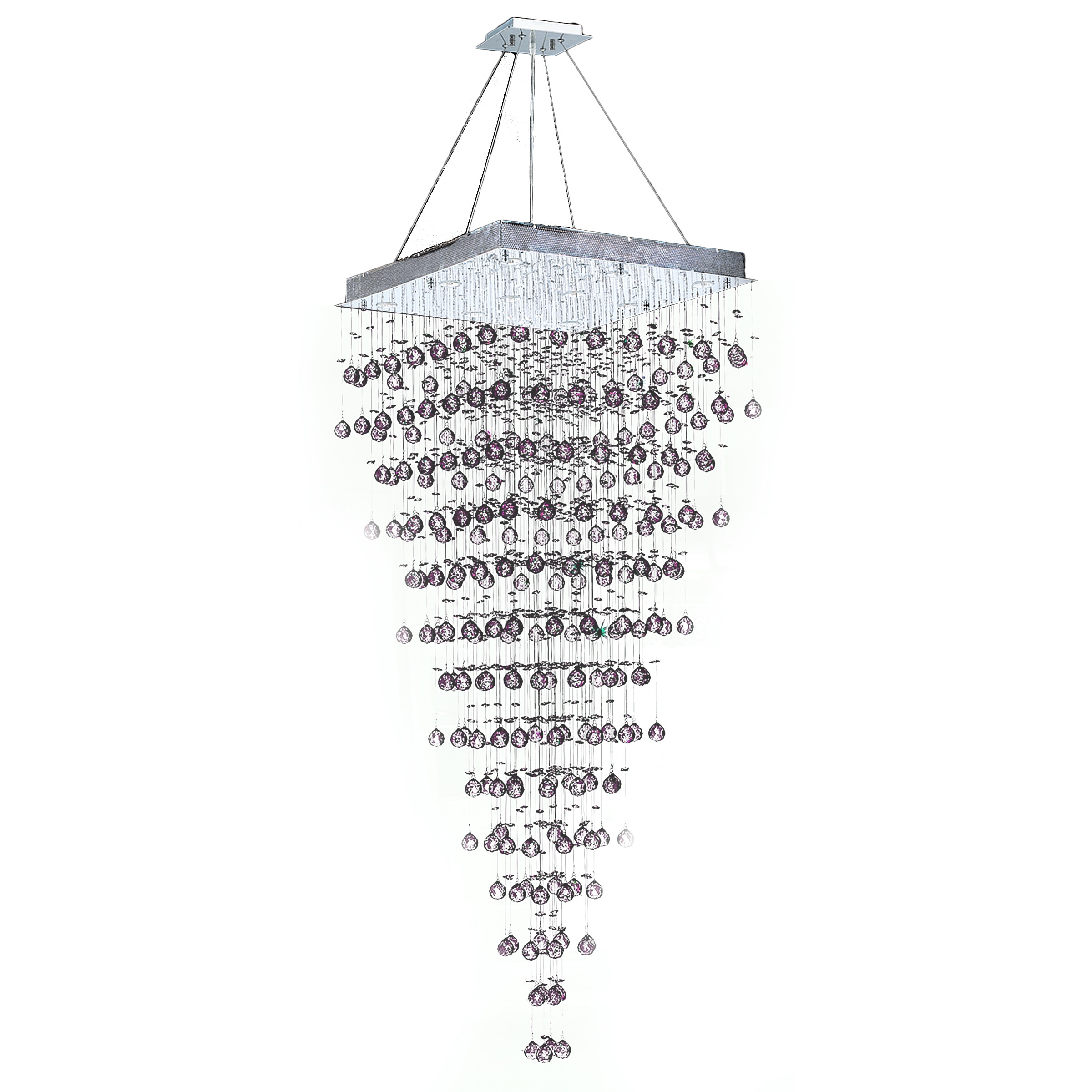 Crystal Rain 10-light Polished Chrome Finish Suspension Modern Chandelier (8OS240C28) - Chandeliers For Bedrooms by Overstock.com