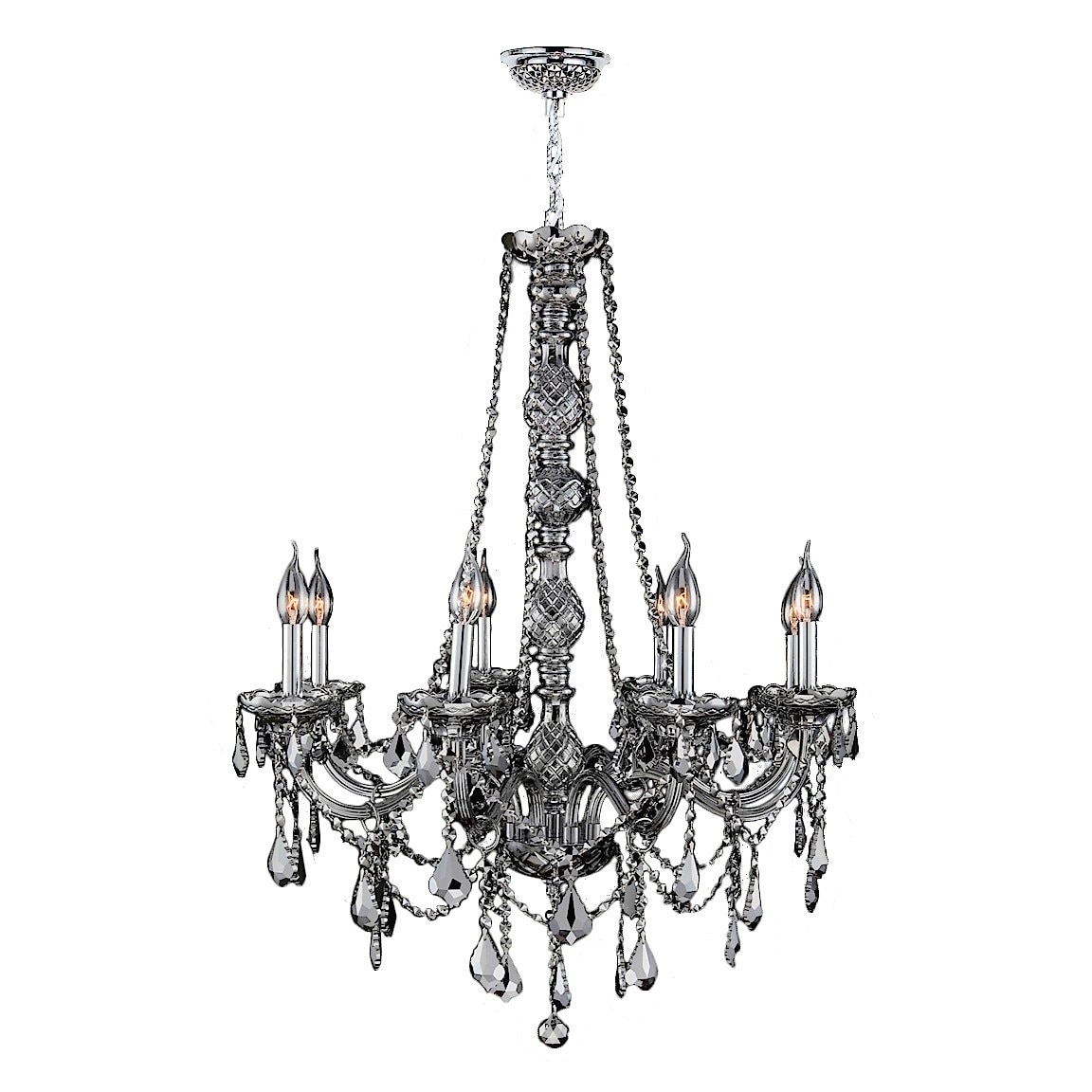 Venetian Italian Style 8-light Chrome Finish and Smoke Crystal Candle Chandelier (8OS106C28-SM) - Chandeliers For Bedrooms by Overstock.com
