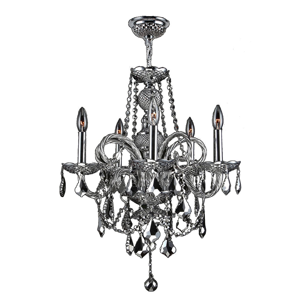 Venetian Italian Style 5-light Chrome Finish and Chrome Crystal Chandelier 20 in x 22 in Medium (8OS102C20-CH) - Chandeliers For Bedrooms by Overstock.com