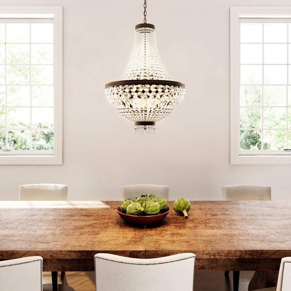 French Empire 8-light Antique Bronze Finish Clear Crystal Basket Chandelier (8OS088B20) - Chandeliers For Bedrooms by Overstock.com