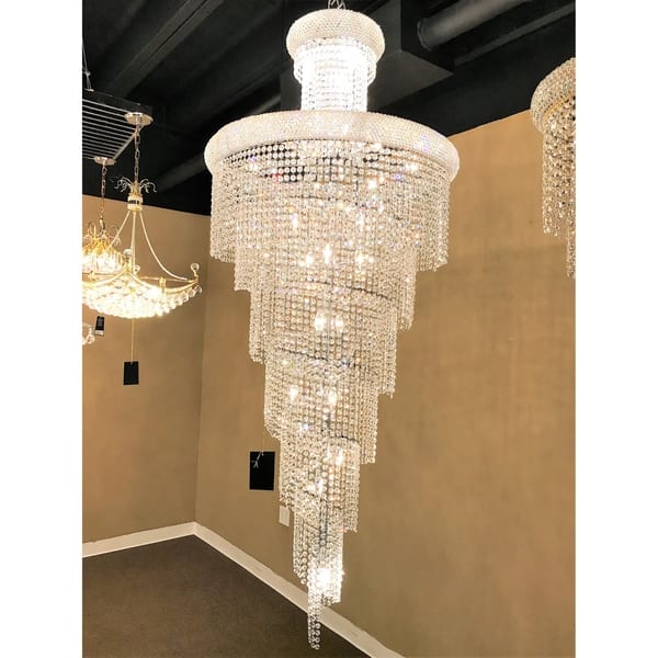French Empire 28 Light Spiral Crystal Tall Chandelier Large French Empire 28 Light Spiral Crystal