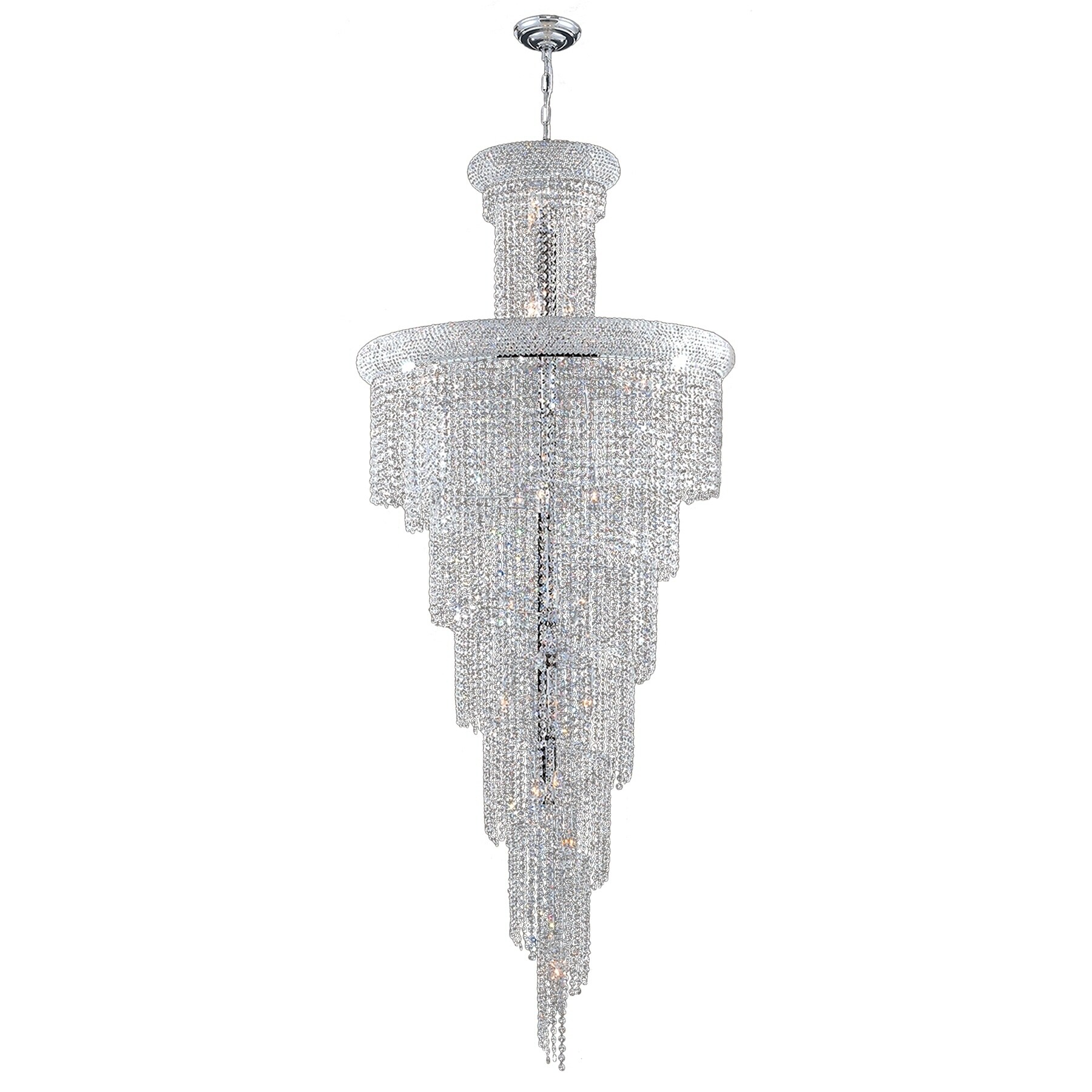 French Empire 28-light Spiral Crystal Tall Chandelier Large 38 in x 72 in (8OS029C30) - Chandeliers For Bedrooms by Overstock.com
