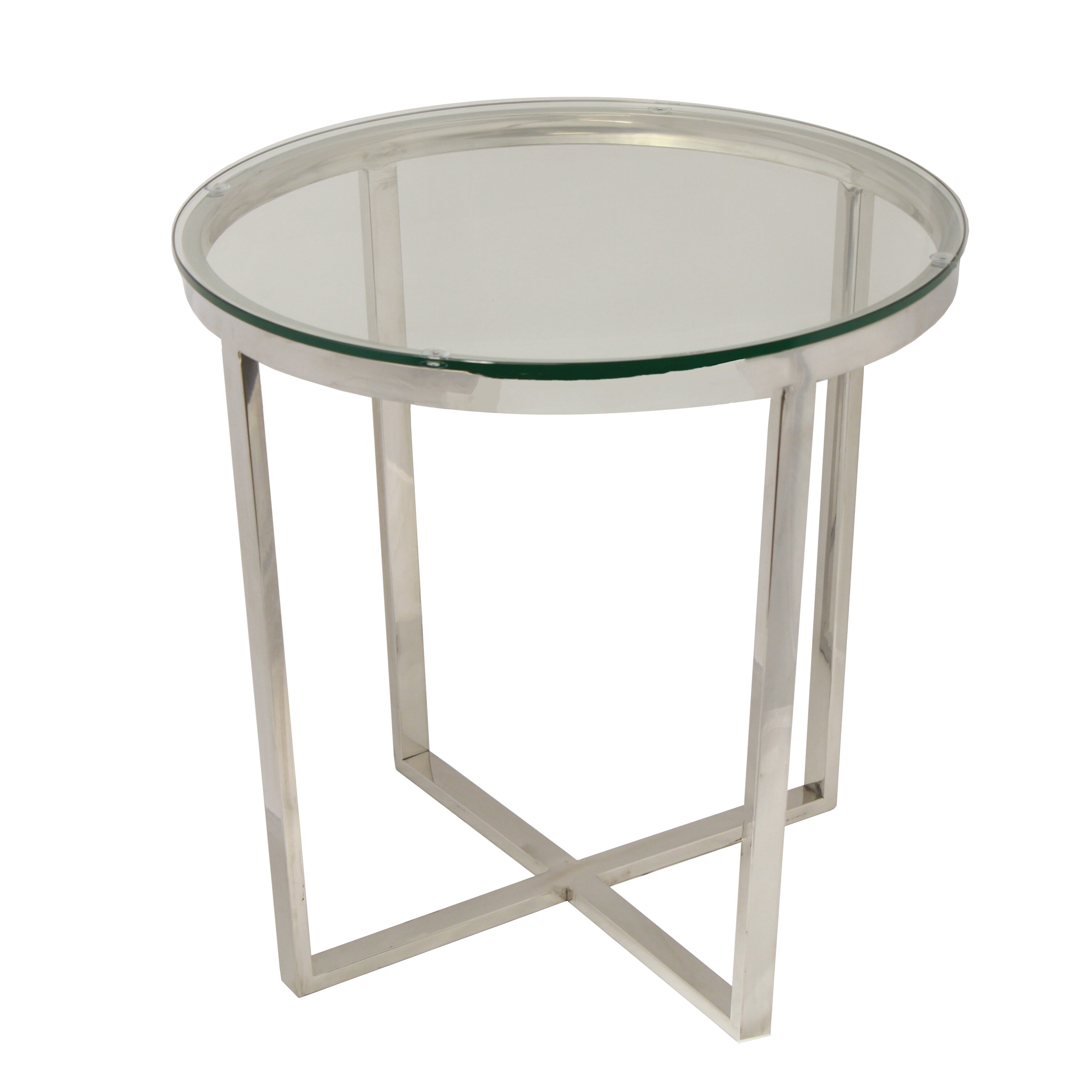 Urban Designs Round Glass Metal Accent And End Table   18618053