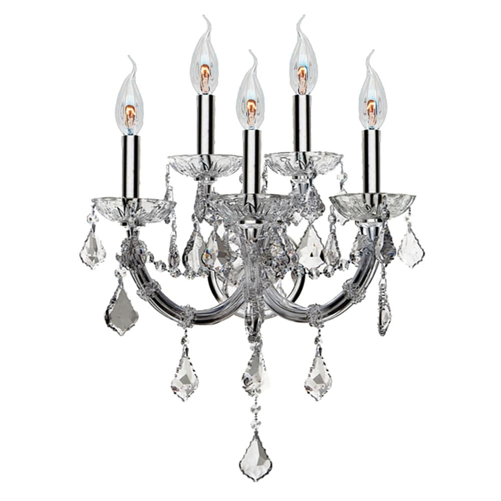 Maria Theresa 5 light Chrome Finish and White Crystal Chandelier 19 Maria Theresa 5 light Chrome Finish and White Crystal Chandelier 19
