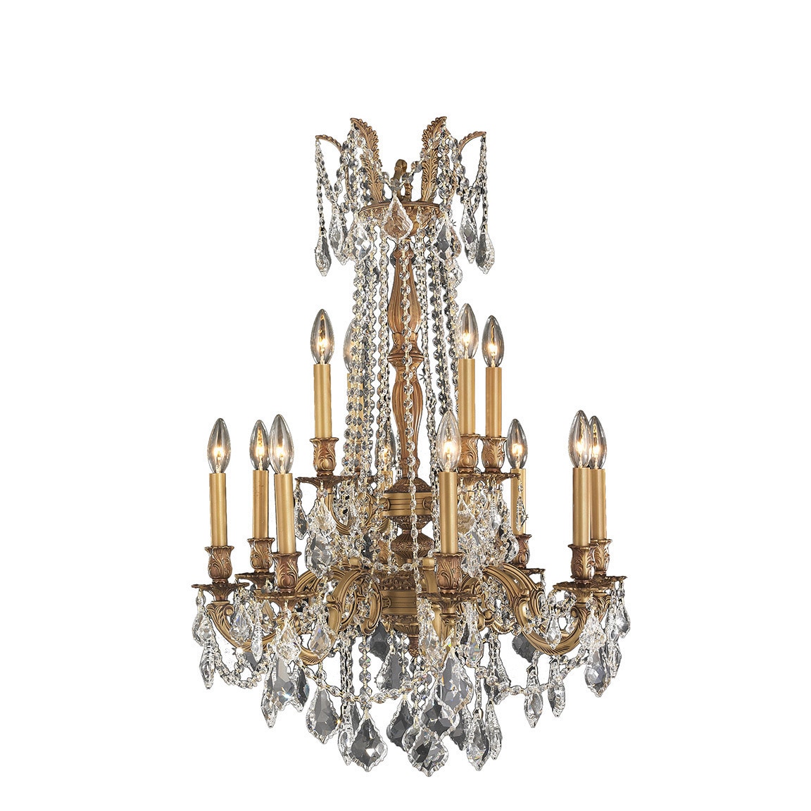Majestic 12-light French Gold Finish Crystal Royal Chandelier Two 2 Tier (24" D x 36" H) - Chandeliers For Bedrooms by Overstock.com