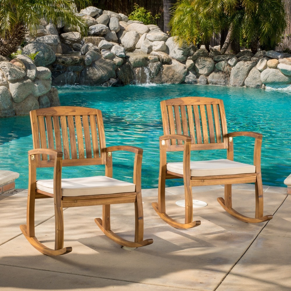 lucca outdoor acacia wood rocking chair