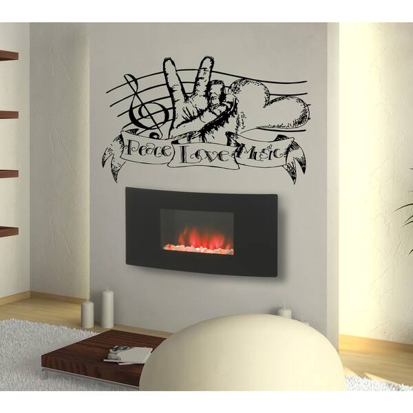 Peace Love music heart notes Wall Art Sticker Decal - Bed Bath & Beyond ...