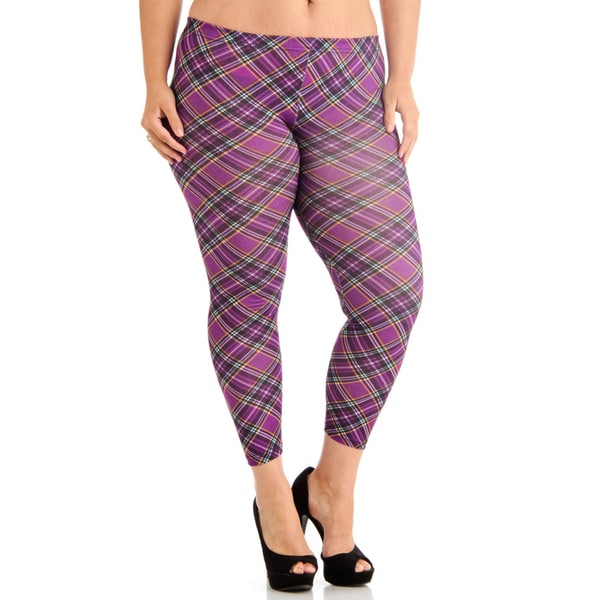 purple plaid leggings