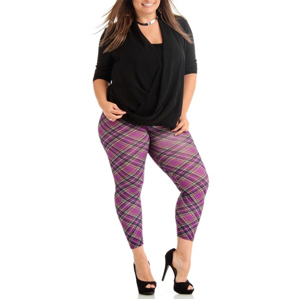 Shop Women's Purple Plaid Plus Size Legging - On Sale - Free Shipping ...