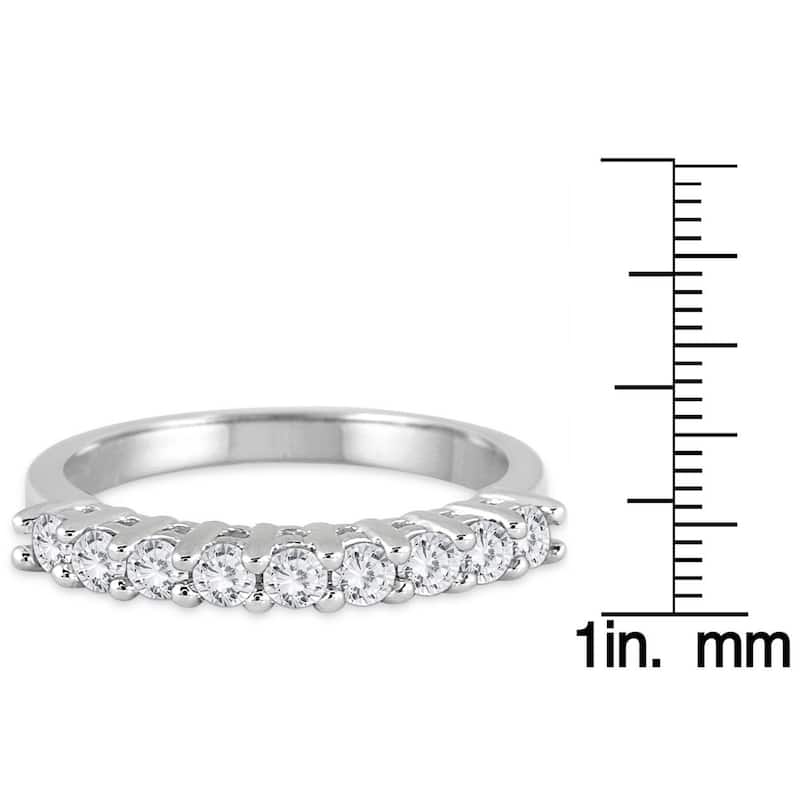 Marquee Jewels 10k White Gold 1ct TDW Prong 9-stone Diamond Band