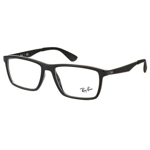 Ray-Ban RX 7056 2000 Shiny Black Plastic Rectangle 55mm Eyeglasses