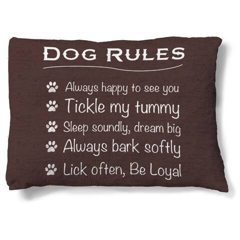 Laural Home Dog Rules to Live by Fleece Dog Bed