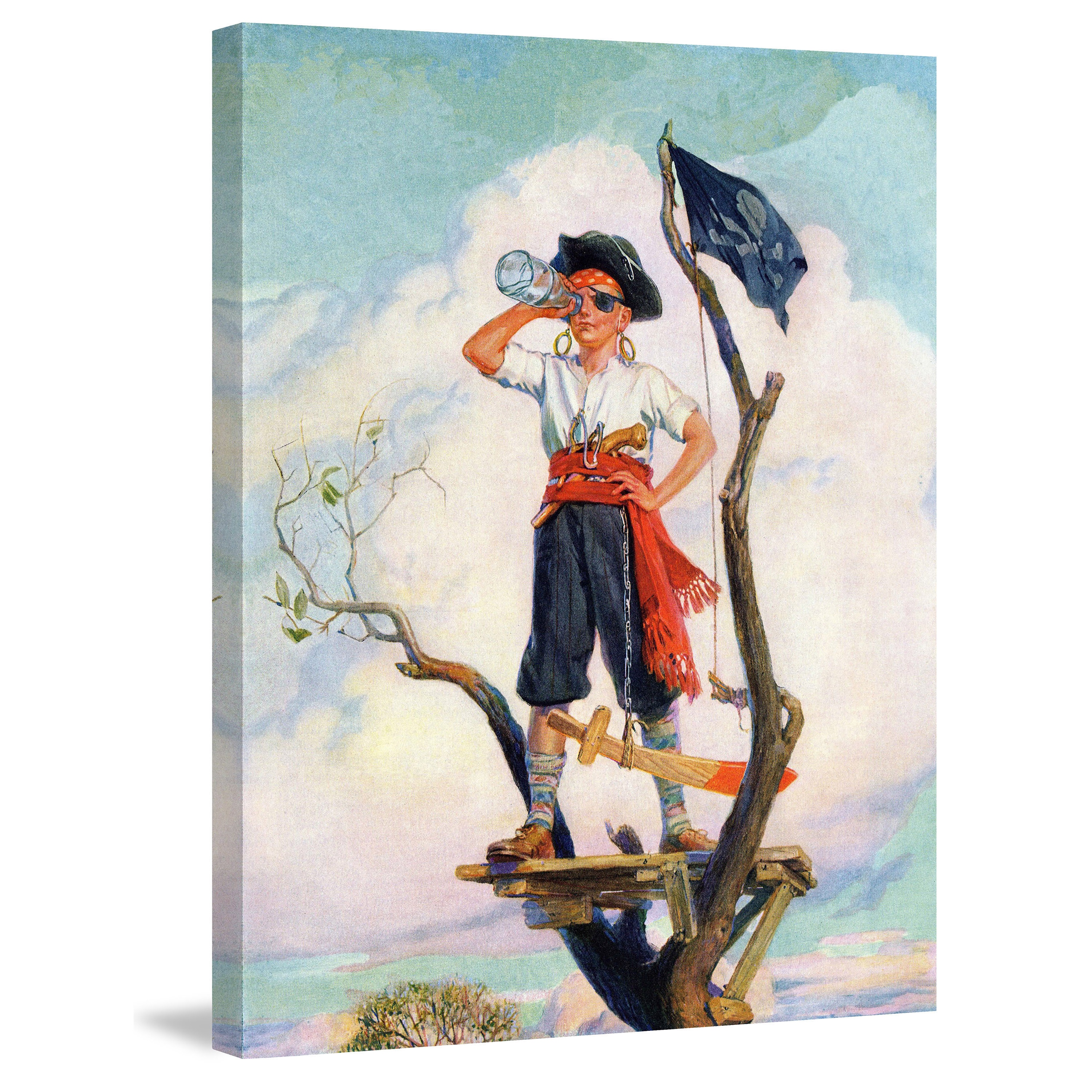 Marmont Hill Ship Ahoy! by Curtis Painting Print on Canvas - 18 x 18