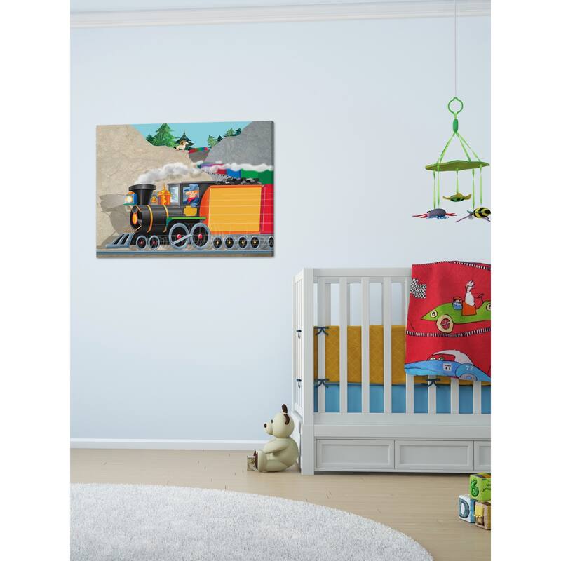 Marmont Hill 'Mountain Train' by Curtis Painting Print on Canvas - Multi-Color