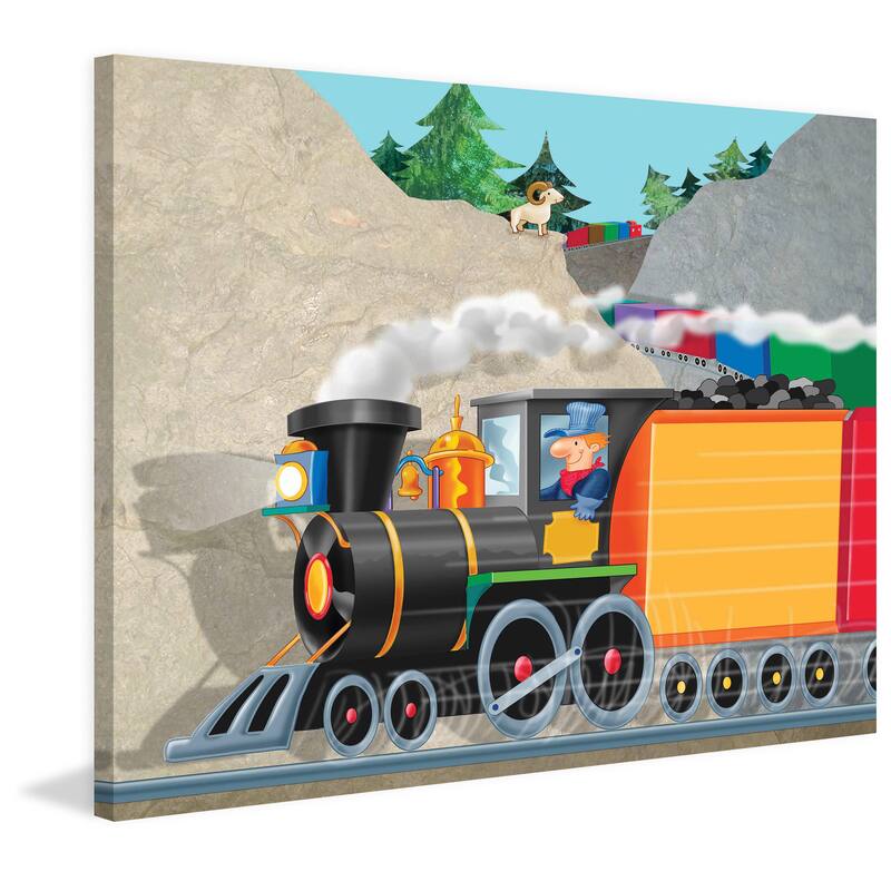 Marmont Hill 'Mountain Train' by Curtis Painting Print on Canvas - Multi-Color