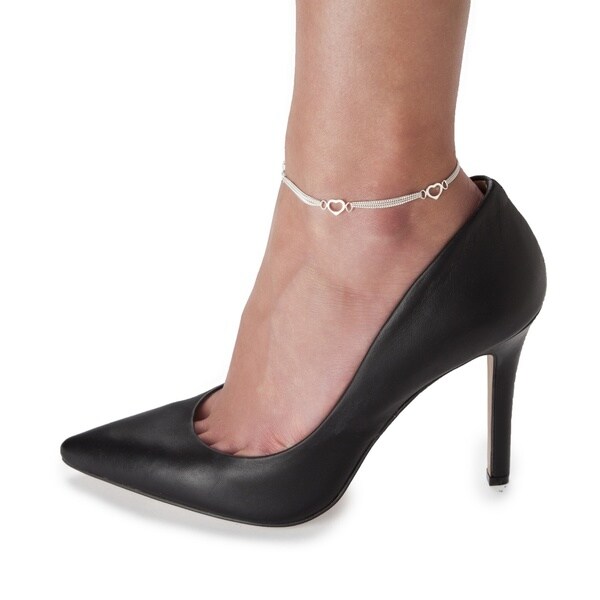 Sterling Silver Triple Hearts Ankle Bracelet