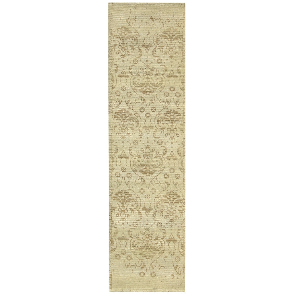 HERAT ORIENTAL Handmade Printed Erased Wool Runner - 2'8 x 10'