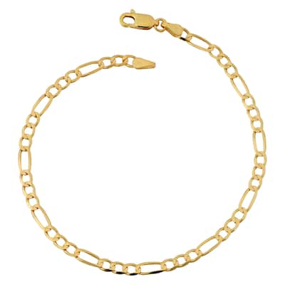 Fremada 10k Yellow Gold 3.3-mm High Polish Concave Figaro Link Bracelet (7 or 8 inches)