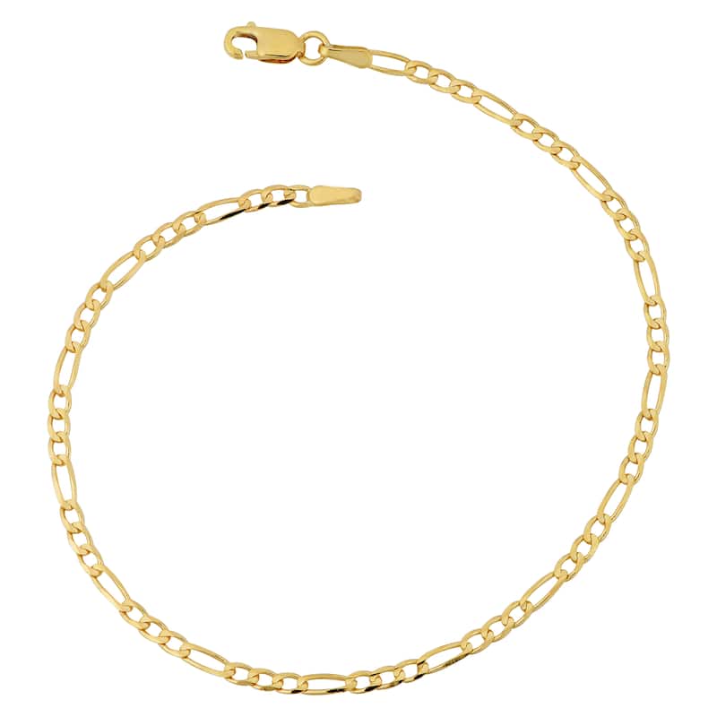 Fremada 10k Yellow Gold 2.3-mm High Polish Concave Figaro Link Bracelet (7 or 8 inches)