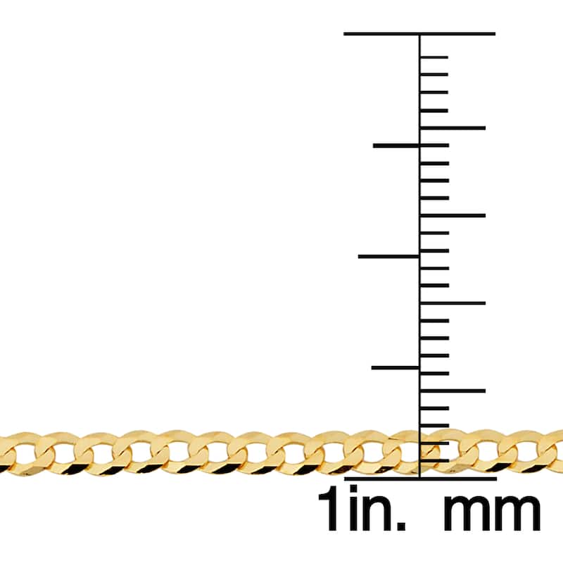 Fremada 10k Yellow Gold 3-mm High Polish Curb Link Bracelet (7 or 8 inches)