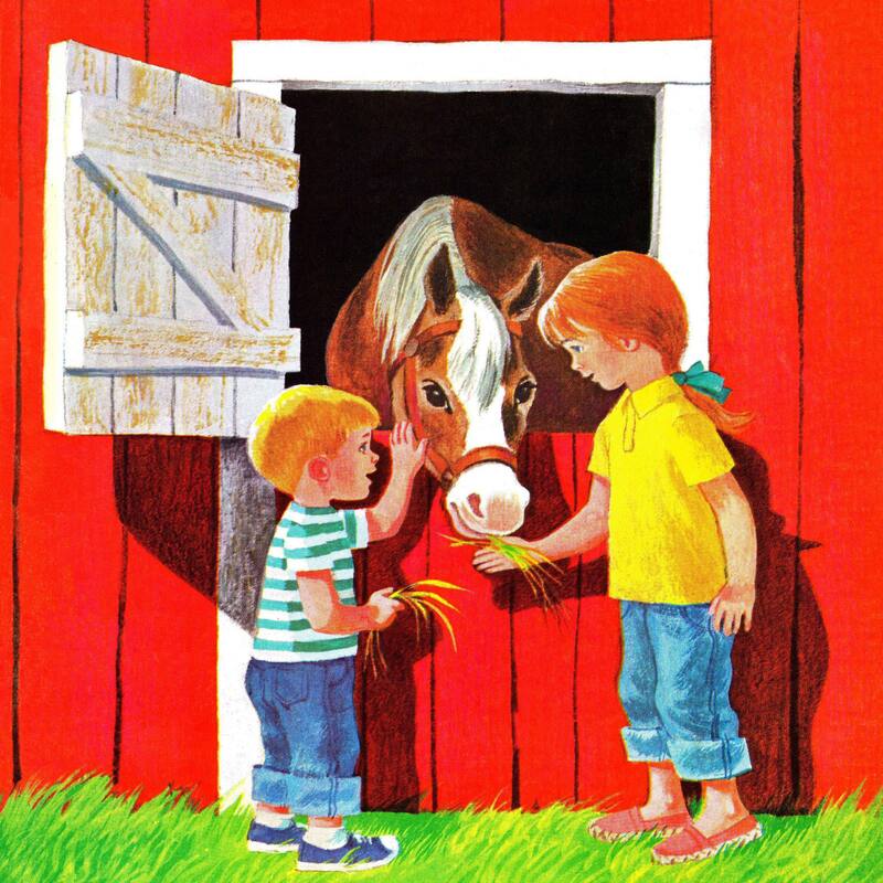 Marmont Hill 'Kids with Horse' by Curtis Painting Print on Canvas - Multi-Color
