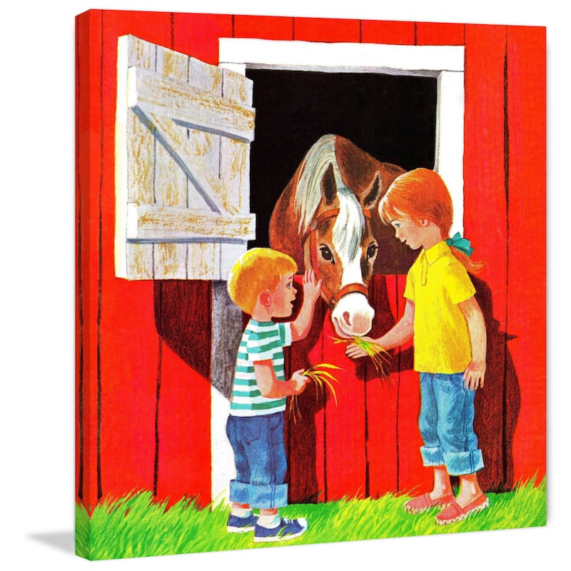 Marmont Hill 'Kids with Horse' by Curtis Painting Print on Canvas - Multi-Color