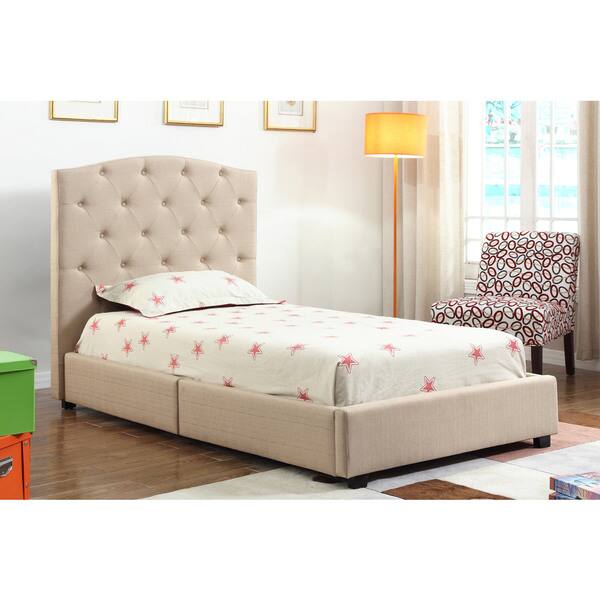 Abbyson Delburne Beige Tufted Twin Bed - - 11702577