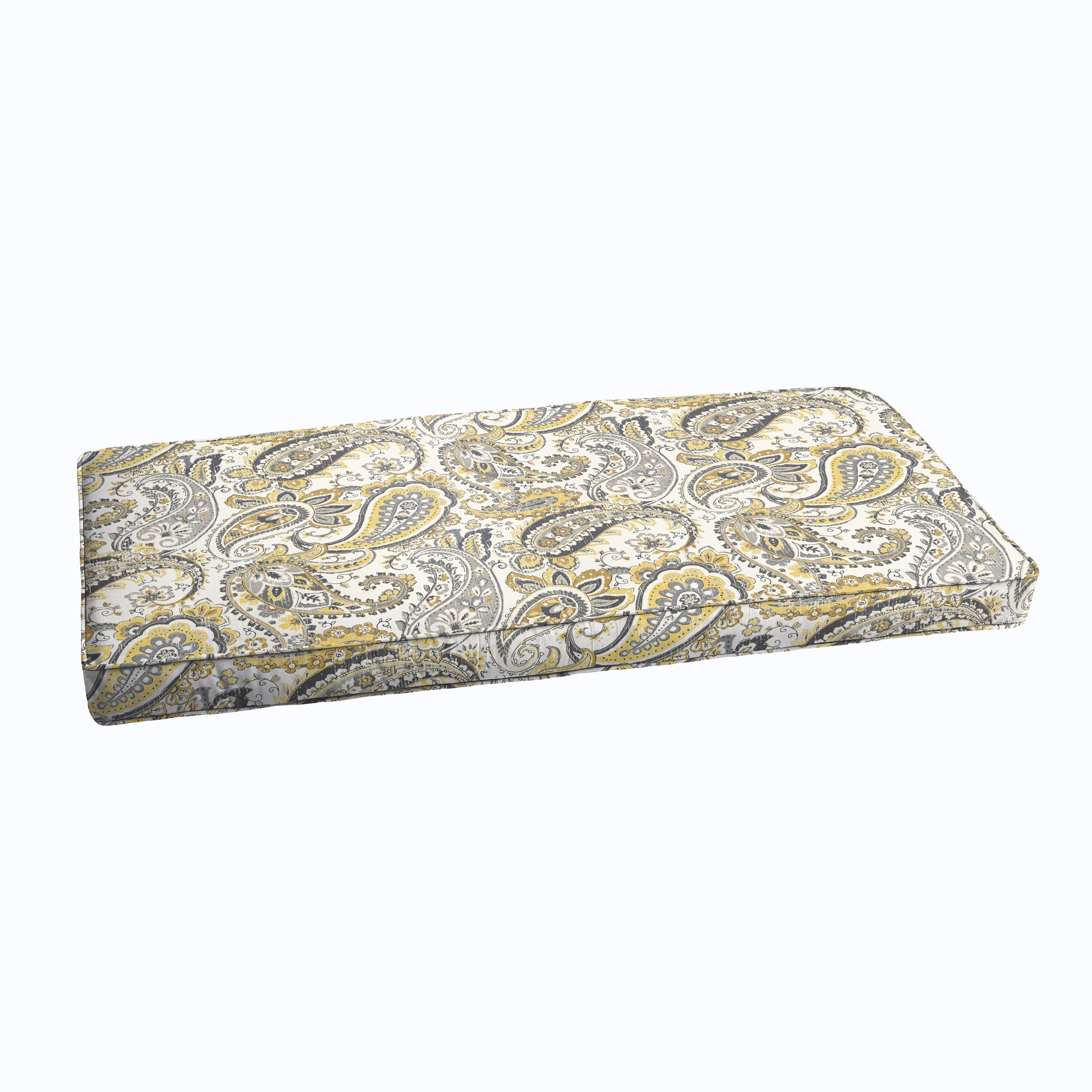 Grey Gold Paisley Indoor Outdoor Corded Bench Cushion Ebay