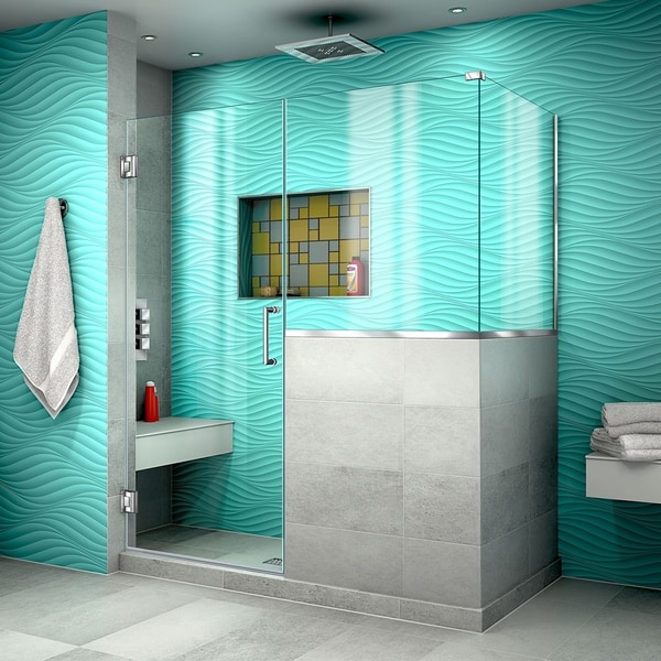 DreamLine Unidoor Plus 59 in. W x 36 3/8 in. D x 72 in. H Frameless Hinged Shower Enclosure - 36.38" x 59"
