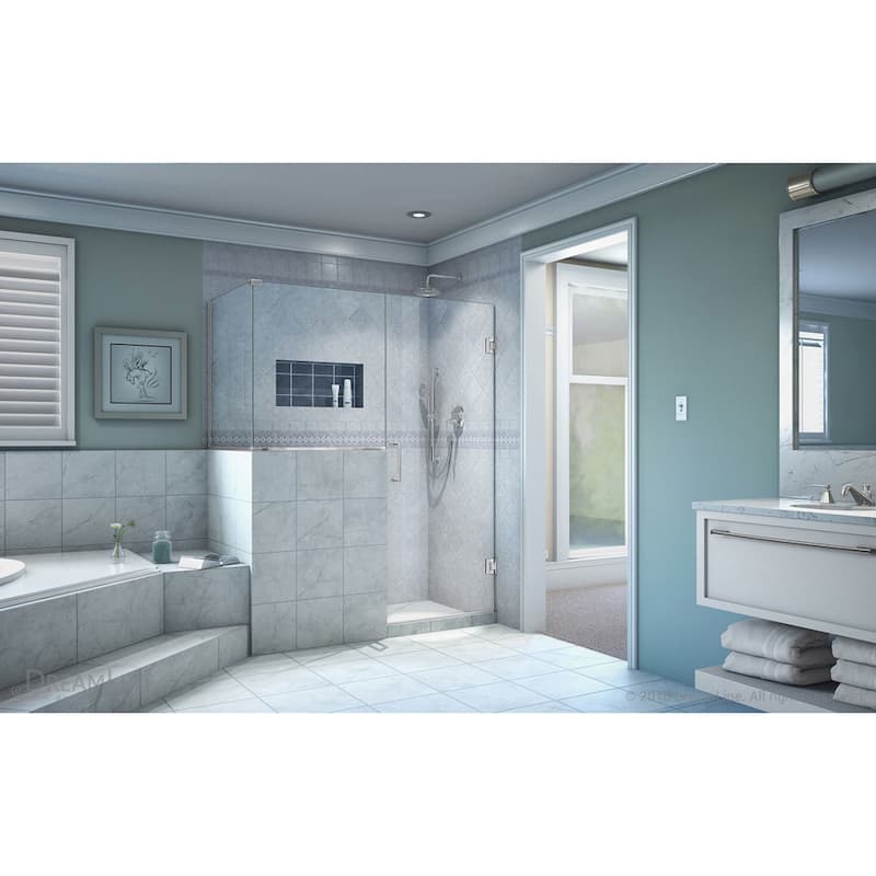 DreamLine Unidoor Plus 48 in. W x 30 3/8 in. D x 72 in. H Frameless Hinged Shower Enclosure - 30.38" x 48"