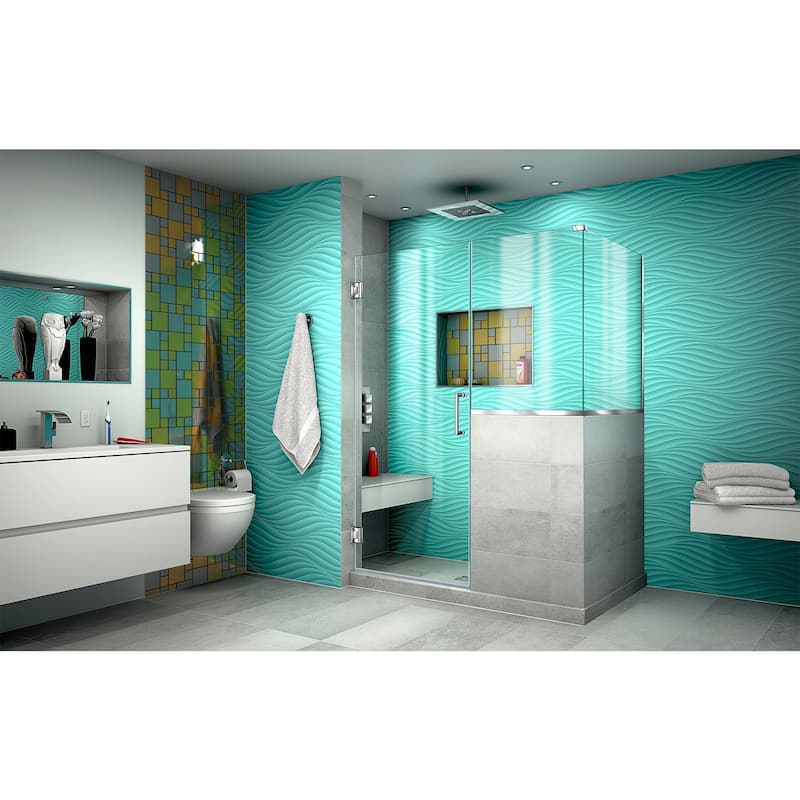 DreamLine Unidoor Plus 48 in. W x 30 3/8 in. D x 72 in. H Frameless Hinged Shower Enclosure - 30.38" x 48" - Chrome Finish