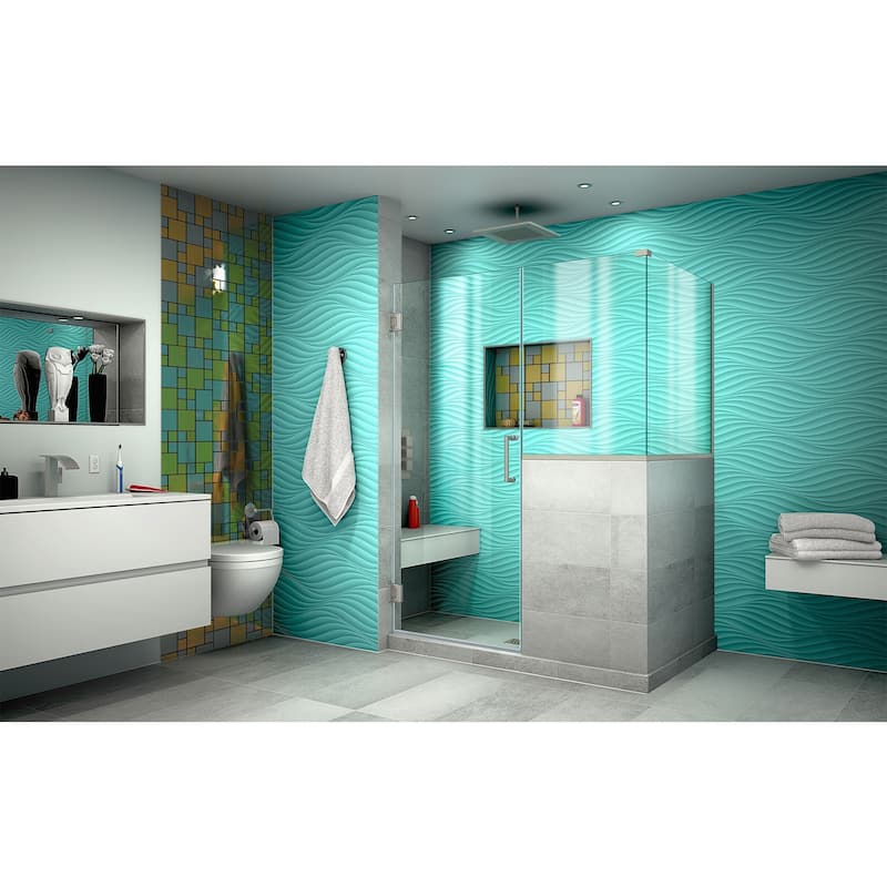 DreamLine Unidoor Plus 48 in. W x 30 3/8 in. D x 72 in. H Frameless Hinged Shower Enclosure - 30.38" x 48"