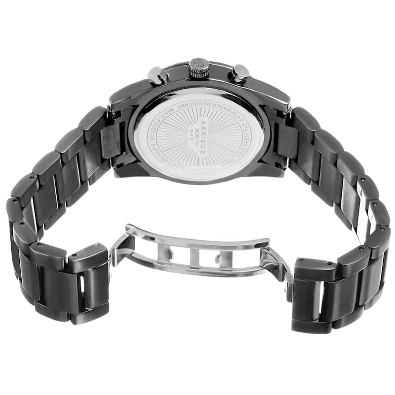 Akribos XXIV Men's Swiss Quartz Multifunction Dual Time Gray Bracelet Watch - grey