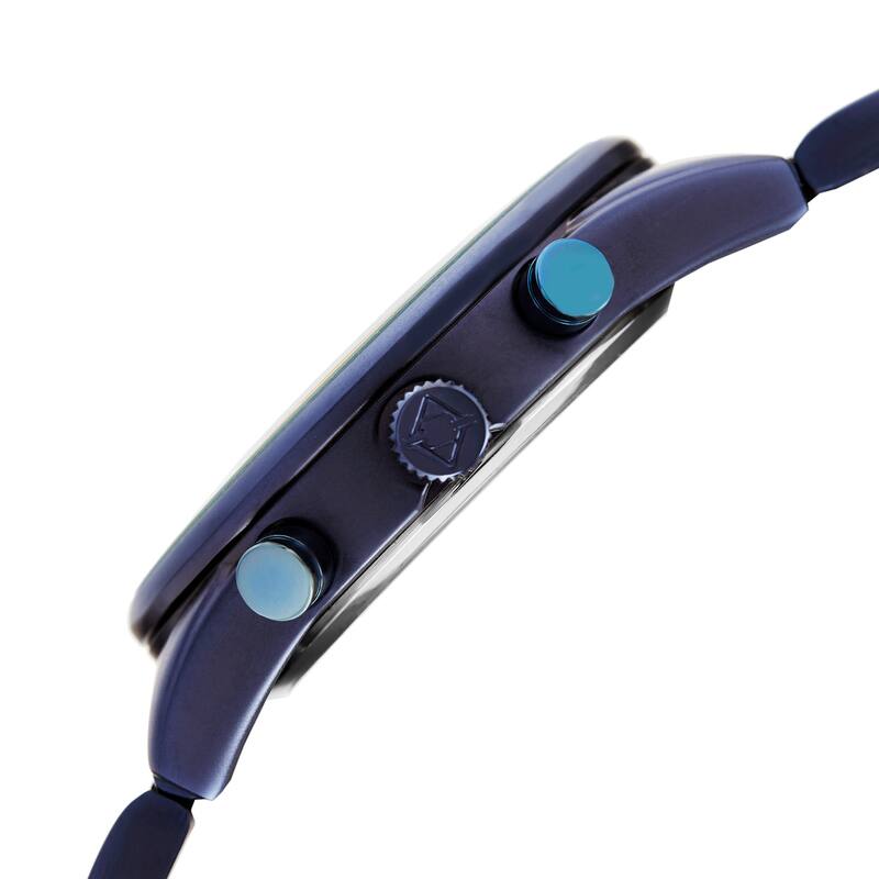 Akribos XXIV Men's Swiss Quartz Multifunction Dual Time Blue Bracelet Watch