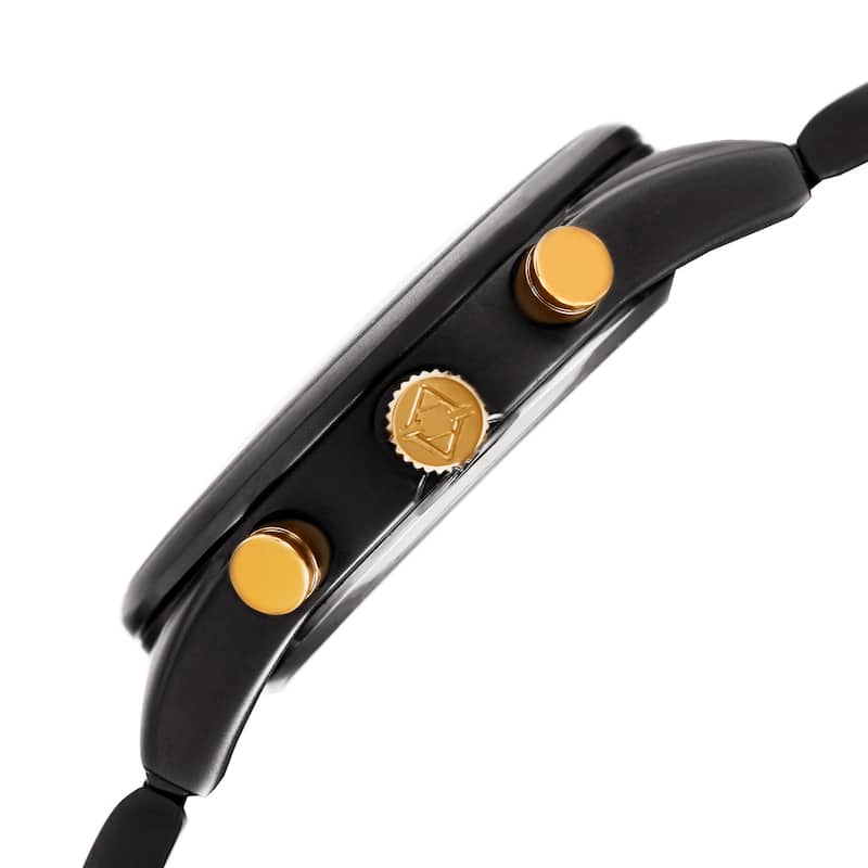 Akribos XXIV Men's Swiss Quartz Multifunction Dual Time Black Bracelet Watch