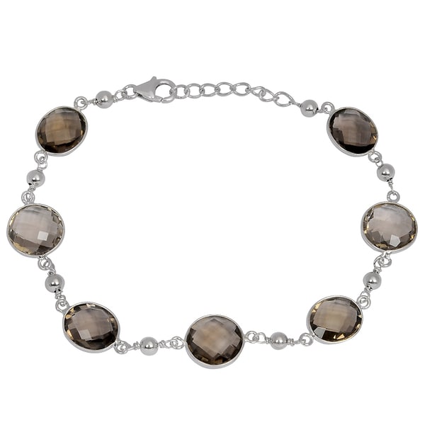 Orchid Jewelry 925 Sterling Silver 27 2ct Tgw Genuine Smoky Orchid Jewelry 925 Sterling Silver 27 2ct Tgw Genuine Smoky Quartz Bracelet