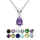 preview thumbnail 1 of 14, Glitzy Rocks Sterling Silver Gemstone Birthstone Teardrop Solitaire Necklace