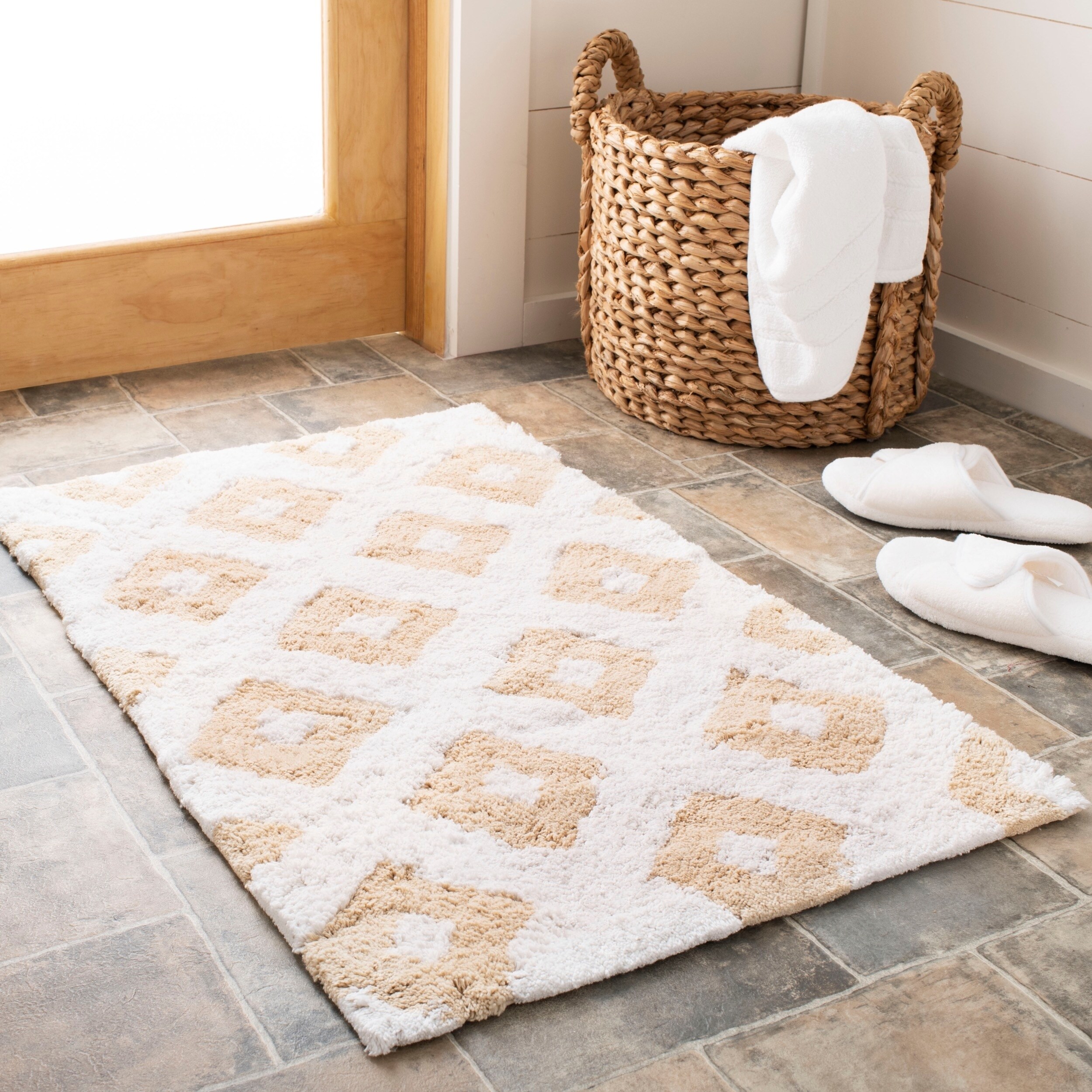 Eco Friendly Textured Beige Cotton And Chenille Noodle Bath Rug 30 X 50 Inches Bathrug Texturedbeige Cottonrug Chenilleno Rugs Bath Rug Cozy Rugs