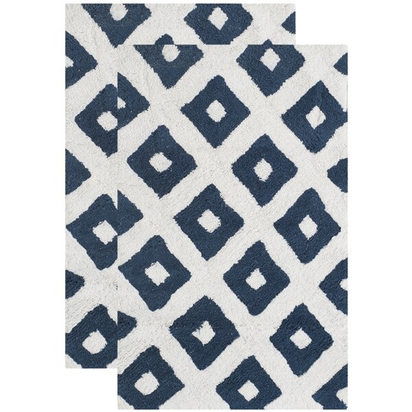Safavieh Handmade Plush Master Bath Nautical Blue Cotton Rug (1' 9 x 2' 10)