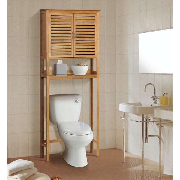 bamboo bathroom cabinet over toilet