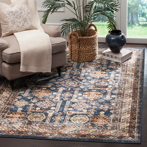 Safavieh Bijar Traditional Oriental Royal Blue/ Ivory Distressed Rug - 4' x 6'