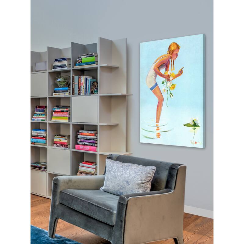 Marmont Hill 'Girl with Flowers' by Curtis Painting Print on Canvas - Multi-Color