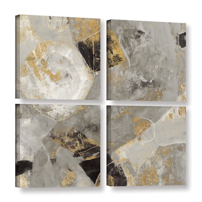 Silvia Vassileva 'Painted Desert Neutral' 4-piece Gallery Wrapped Canvas Square Set