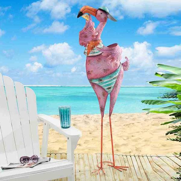 Sunjoy Large Baseball cap and Attitude Flamingo Sculpture