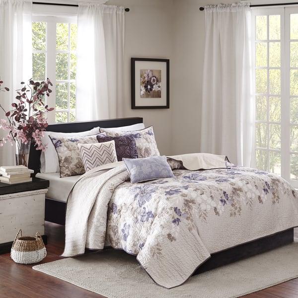 Shop Madison Park Piper Taupe 6 Piece Quilted Coverlet Set On